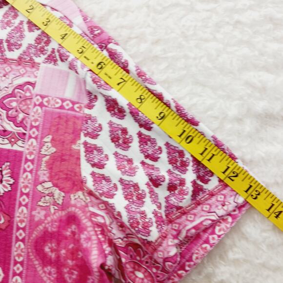 T-Shirt Size L Pink Patchwork Bandana Boho Bloomcore Whimsycore Romantic Resort - Picture 6 of 12